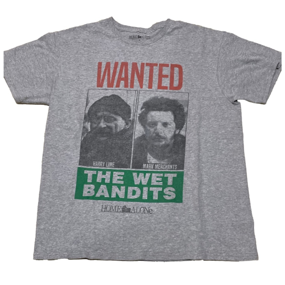 Mens Home Alone Gray The Wet Bandits Short Sleeve Tee size medium